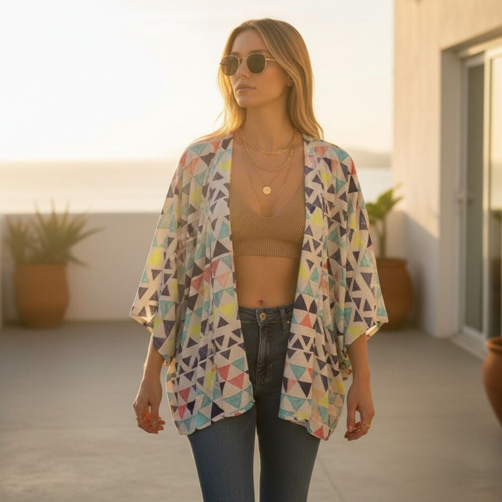 W118 by Walter Baker NWT Kiki Kimono Cardigan Coverup Mosaic $178 size S